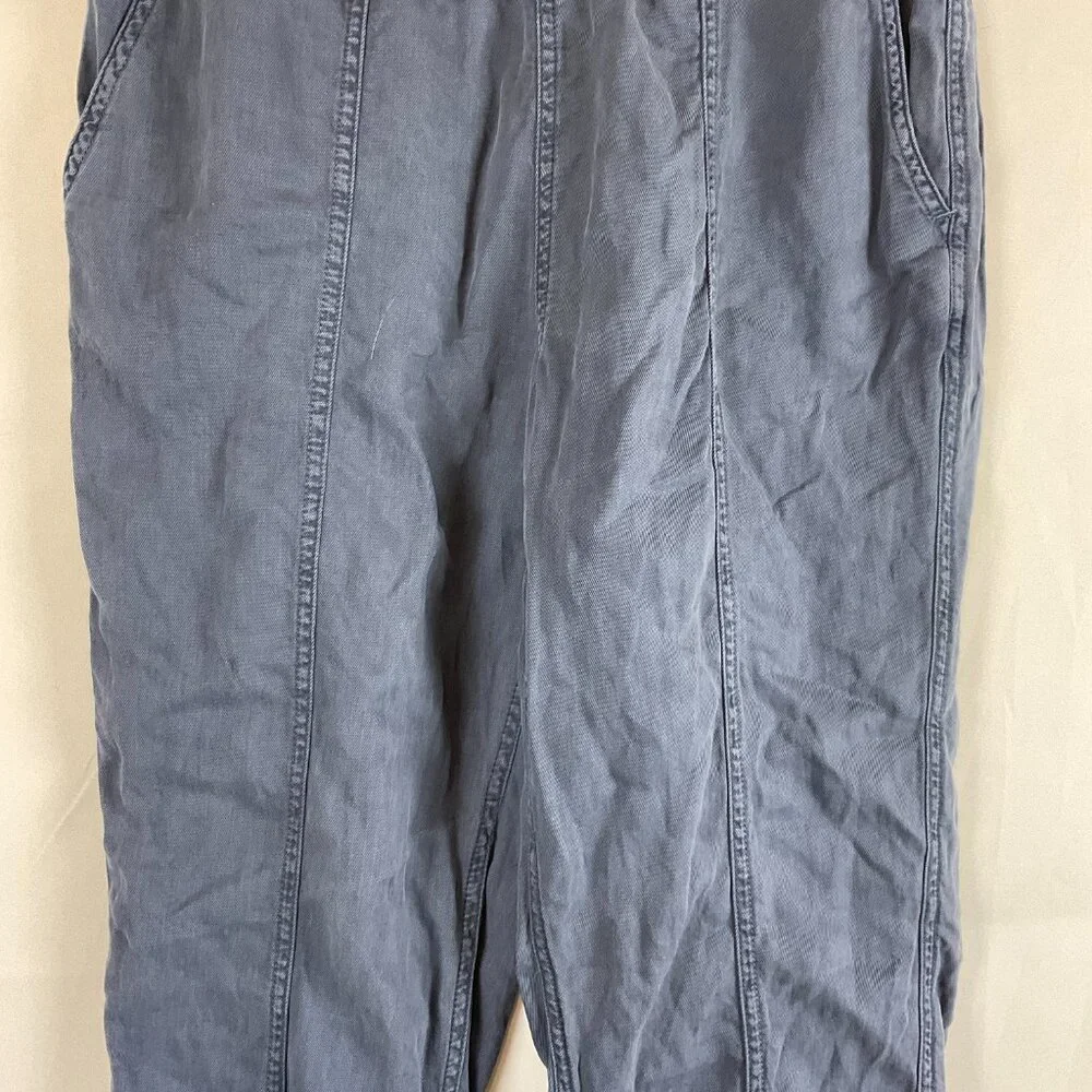 Faherty Pants S Blue Elastic Waist Tapered Leg Pockets